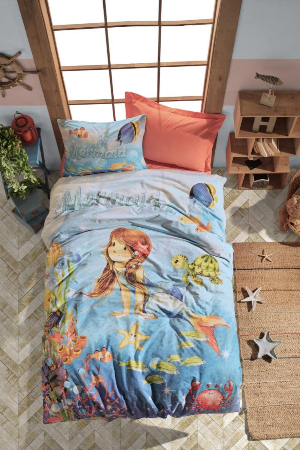 Cotton Box-Cotton Box Junior Tek Kişilik Nevresim Takımı Mermaid Mercan-Tek Kişilik Nevresim Takımı-1-roqelvaxirum.shop