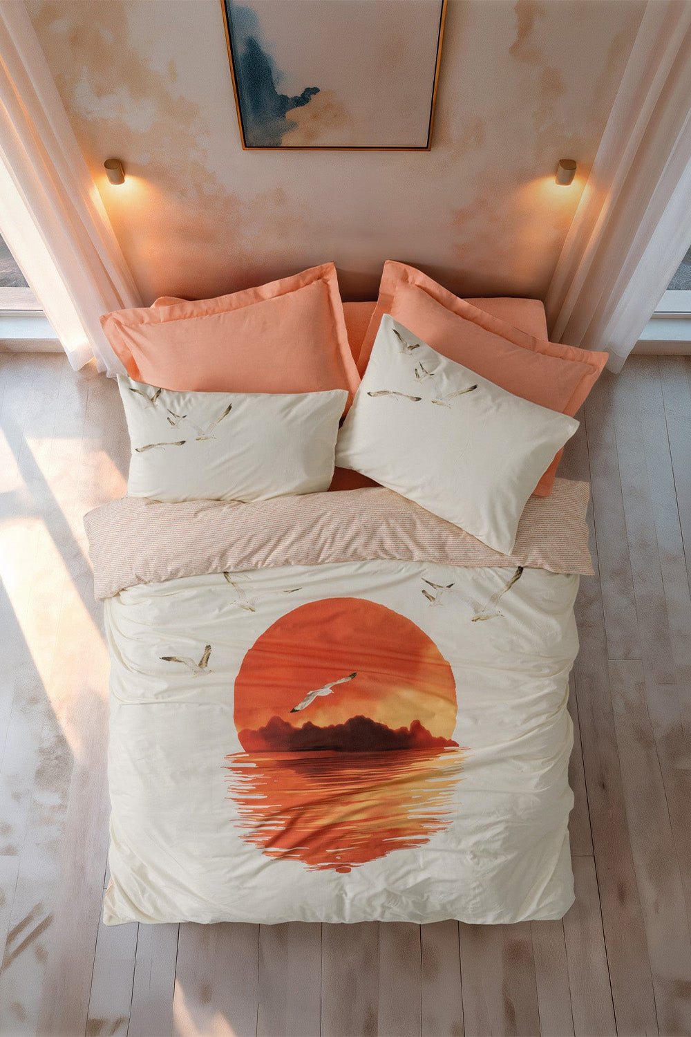Cotton Box-Maritime Çift Kişilik Nevresim Takımı Sunset Somon-Nevresim Takımı-1-roqelvaxirum.shop