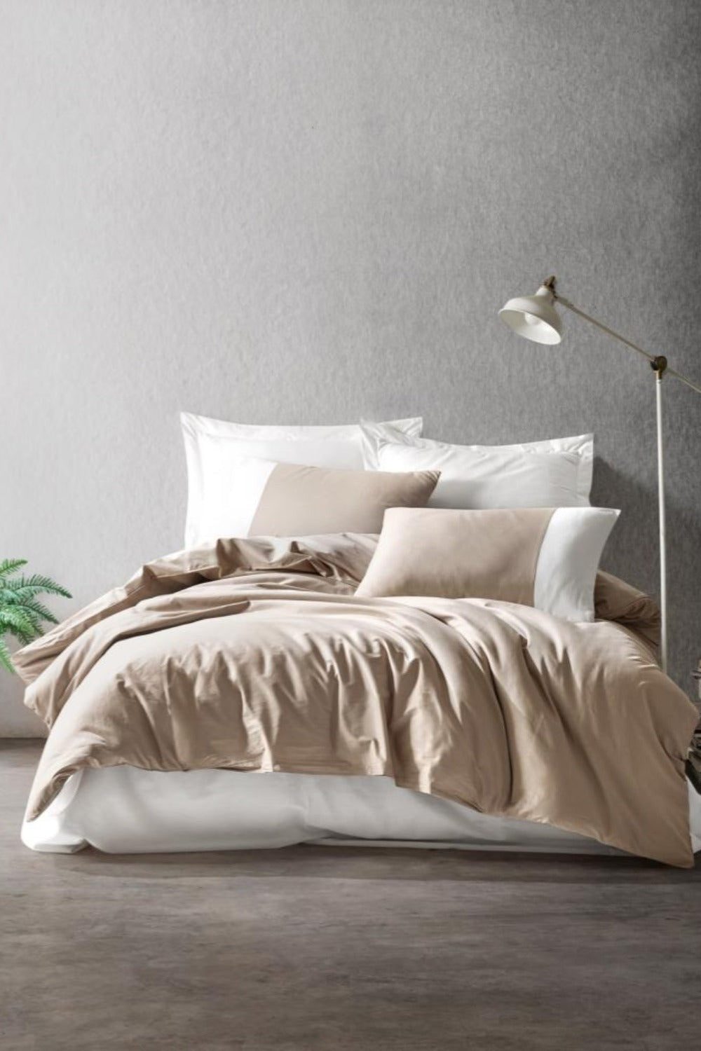 Cotton Box-Plain Çift Kişilik Nevresim Takımı Vizon Krem-Nevresim Takımı-1-roqelvaxirum.shop