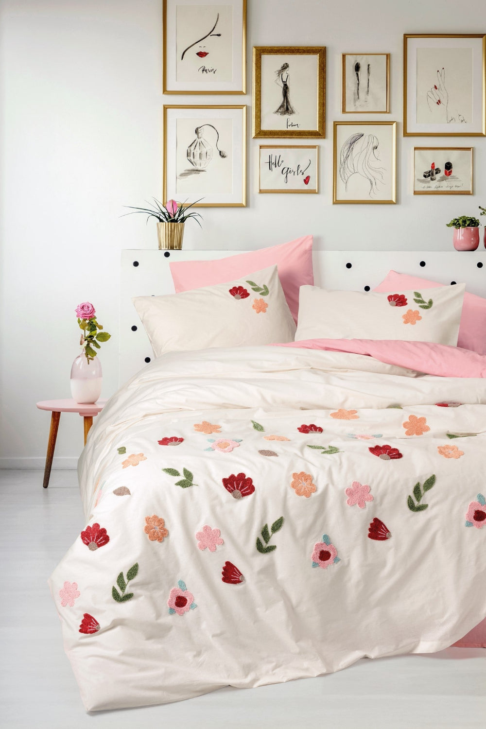 Cotton Box-Cotton Box Puff Nakışlı çift Kişilik Nevresim Takımı Blossom Somon-Çift Kişilik Nevresim Takımı-1-roqelvaxirum.shop