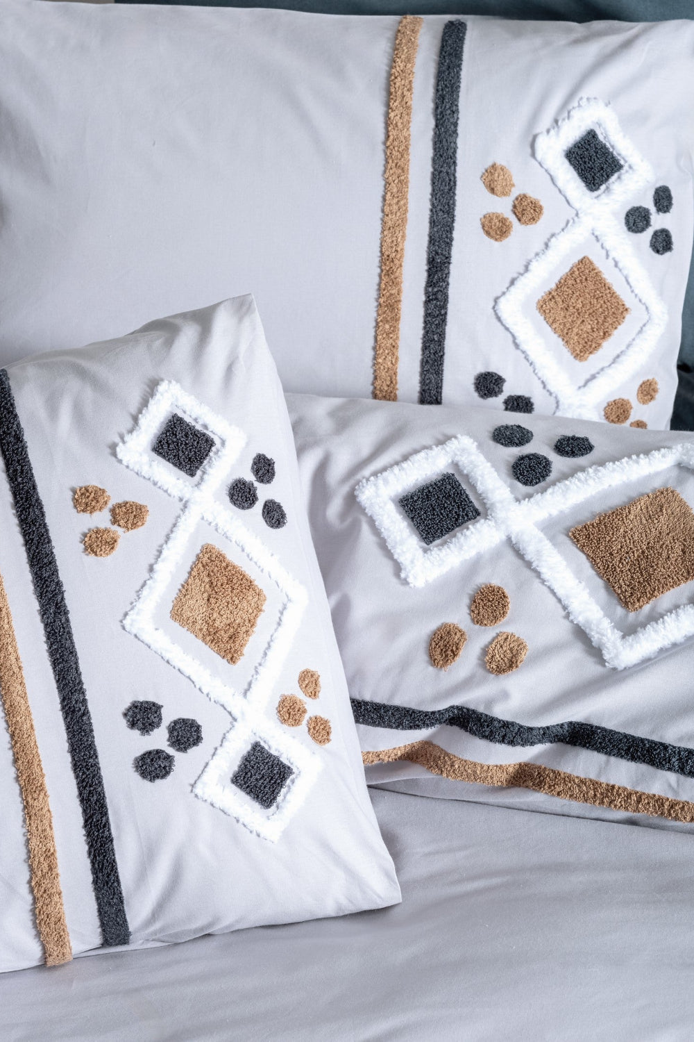 Cotton Box-Cotton Box Puff Nakışlı çift Kişilik Nevresim Takımı Stesso Gri-Çift Kişilik Nevresim Takımı-2-roqelvaxirum.shop