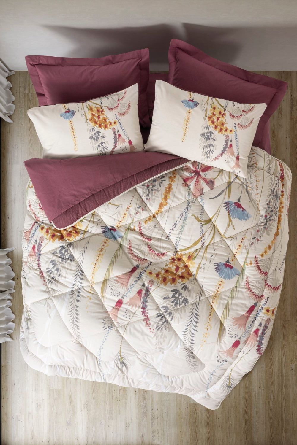 Cotton Box-Tek Kişilik Uyku Seti Flos Bordo-Nevresim Takımı-1-roqelvaxirum.shop