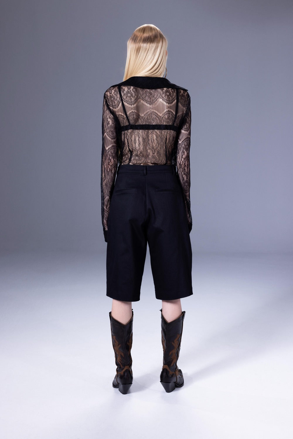 Death Is Easy-Black Canvas Pleated Jorts-Şort-2-roqelvaxirum.shop