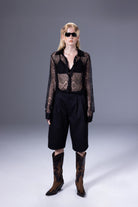 Death Is Easy-Black Canvas Pleated Jorts-Şort-3-roqelvaxirum.shop