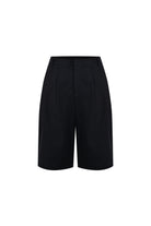 Death Is Easy-Black Canvas Pleated Jorts-Şort-4-roqelvaxirum.shop