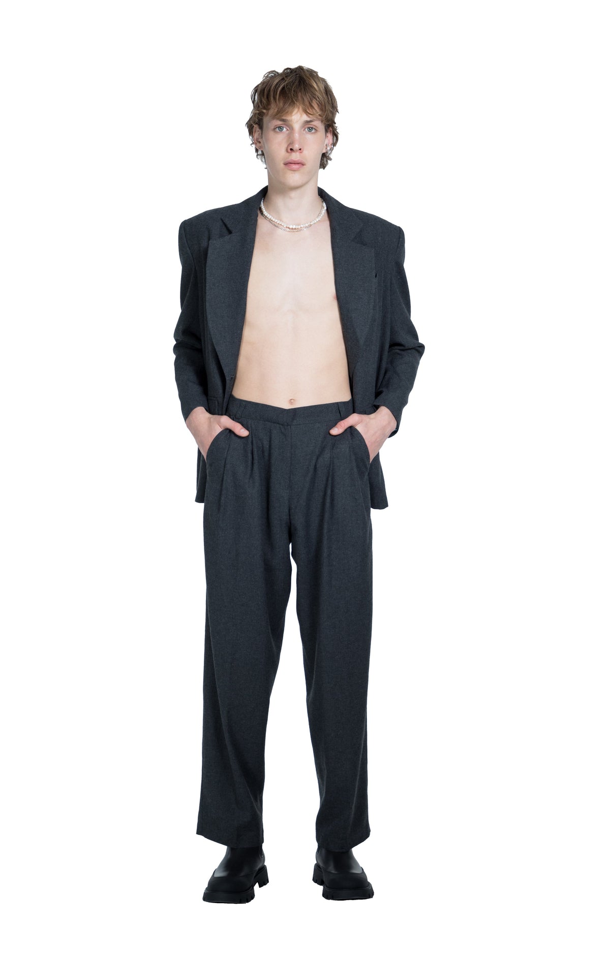 Death Is Easy-Charcoal Grey Tailored Men’s Trousers-Kumaş Pantolon-1-roqelvaxirum.shop