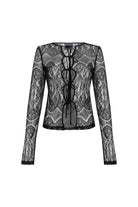 Death Is Easy-Gothic Tie Front Lace Top-Top-3-roqelvaxirum.shop