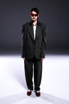 Death Is Easy-Grey Patchwork Oversize Blazer-Blazer Ceket-1-roqelvaxirum.shop