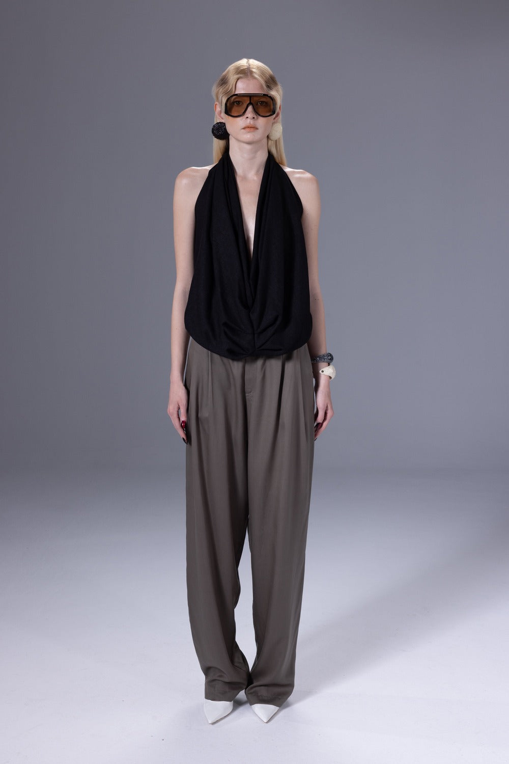 Death Is Easy-Khaki Pleated Pants-Pantolon-1-roqelvaxirum.shop