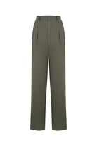 Death Is Easy-Khaki Pleated Pants-Pantolon-3-roqelvaxirum.shop