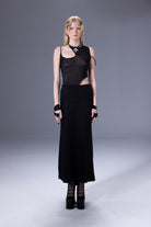 Death Is Easy-Knitted Tulle Asymmetrical Top-Top-1-roqelvaxirum.shop