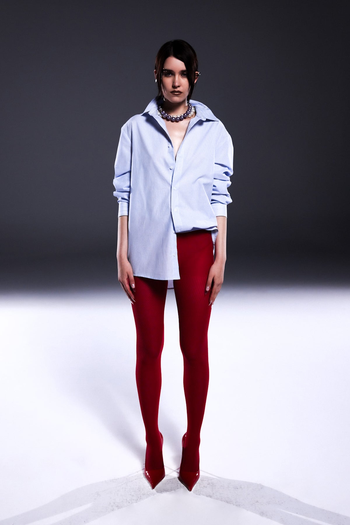 Death Is Easy-Striped Patchwork Button Down Oversize Shirt-Gömlek-1-roqelvaxirum.shop