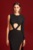 Declara-Black Dart Dress-Elbise-4-roqelvaxirum.shop