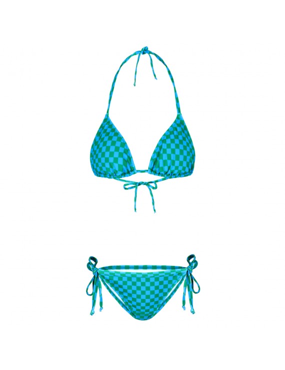 Declara-Blue Checkered Bikini Set-1-roqelvaxirum.shop