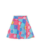 Declara-Flowered Checkered Skirt-1-roqelvaxirum.shop