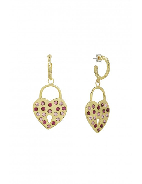 Declara-Gold Heart Padlock Earrings-1-roqelvaxirum.shop
