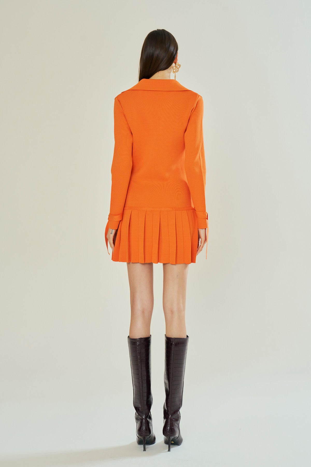Declara-Mandarin Elegance Knit Dress-Elbise-2-roqelvaxirum.shop