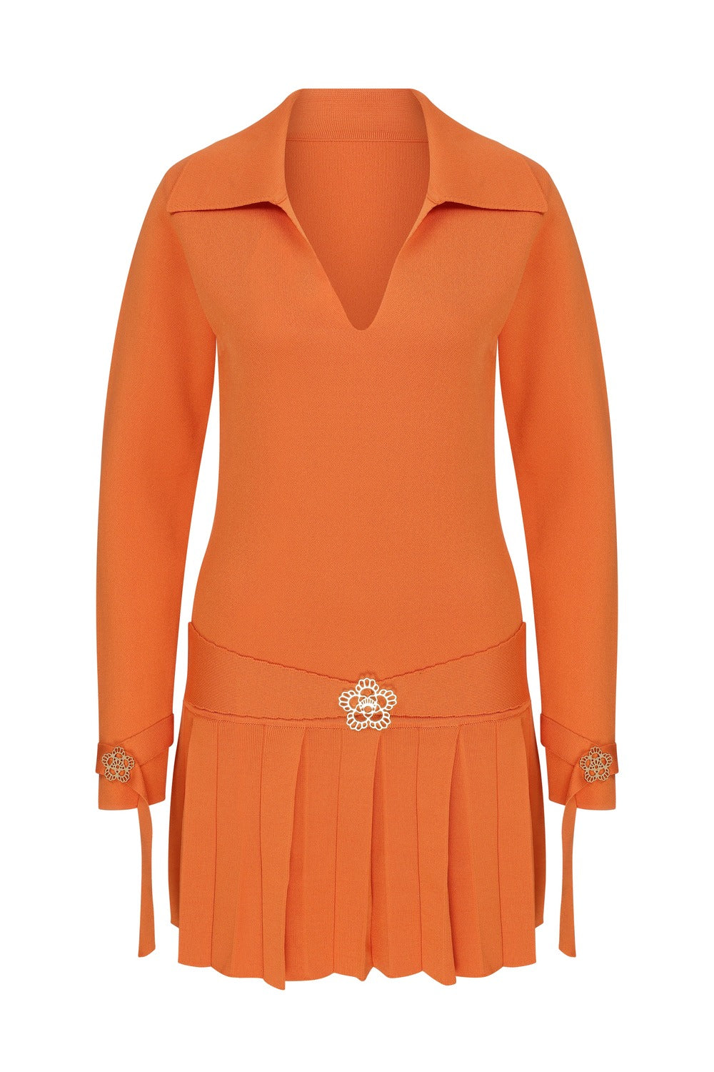 Declara-Mandarin Elegance Knit Dress-Elbise-3-roqelvaxirum.shop