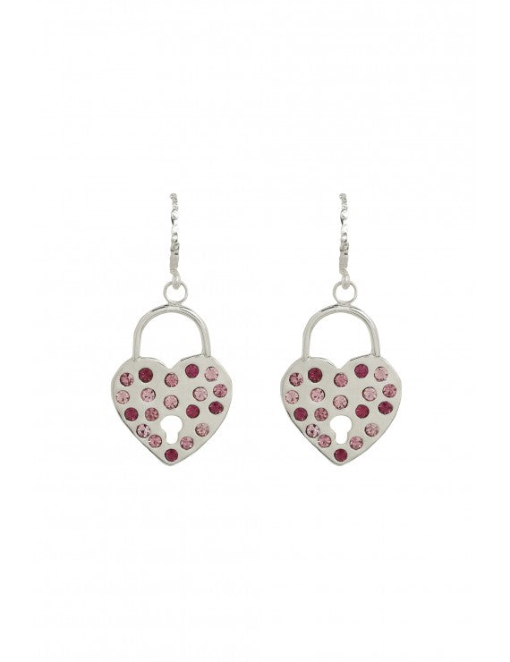 Declara-Silver Heart Padlock Earrings-1-roqelvaxirum.shop