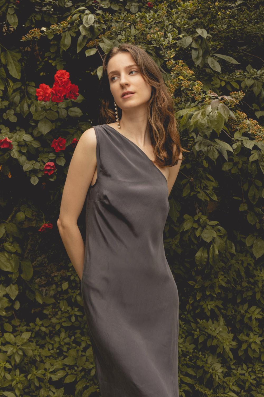 Delicate-Gri İpek Elbise-Elbise-5-roqelvaxirum.shop