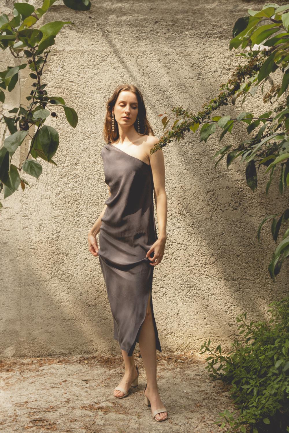 Delicate-Gri İpek Elbise-Elbise-7-roqelvaxirum.shop