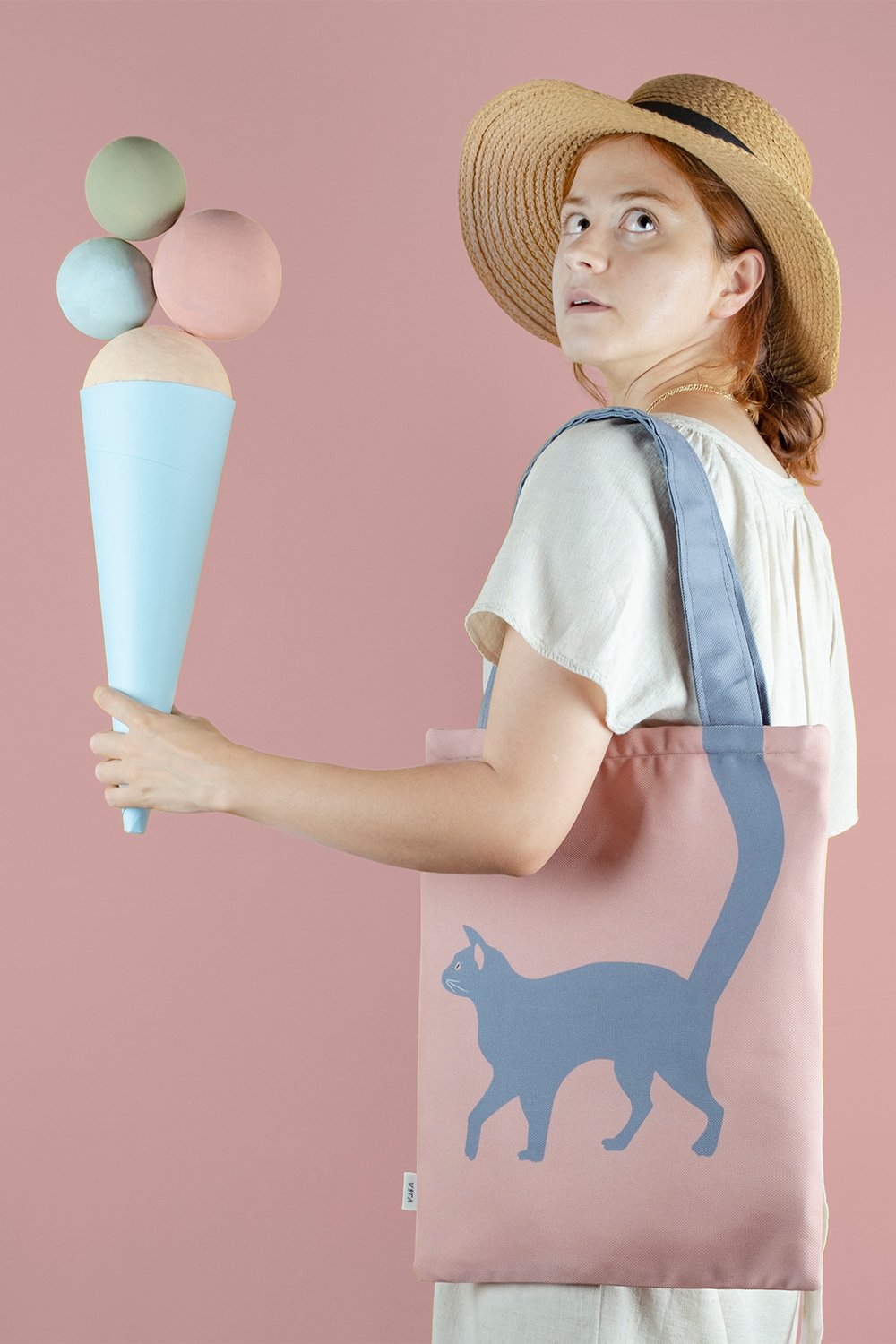 Design Vira-Pink Cat Tote Bag-Omuz Çantası-5-roqelvaxirum.shop