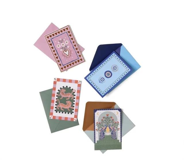 Designwork Ink-Designworks Ink Adopo Notecard Set 16'lı Set Eye, Tiger, Heart, Peacock-Aksesuar-6-roqelvaxirum.shop