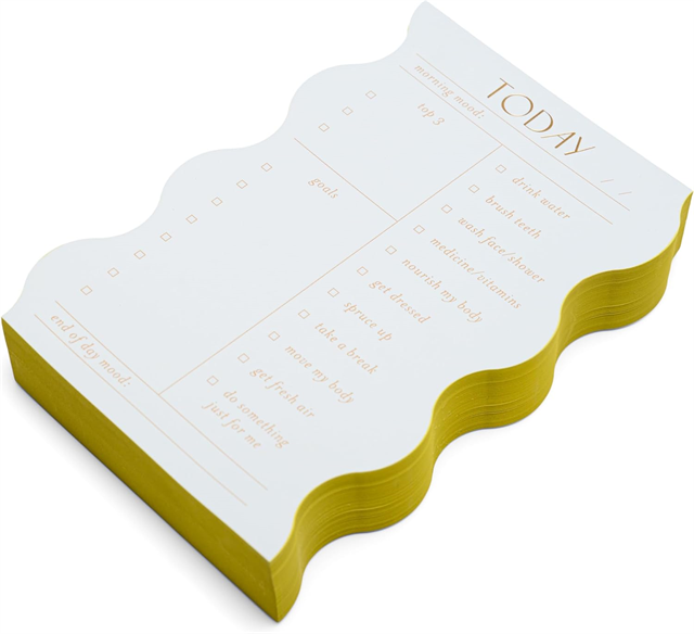 Designworks Ink Wavy Daily Self Care, Priorities, And Goals Notepad, 180 Sayfa, Cloud