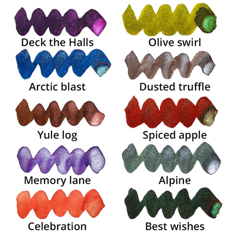 Diamine-Diamine Inkvent Green Edition Shimmer Collection şişe Mürekkep 50ml Yule Log-Mürekkep-5-roqelvaxirum.shop