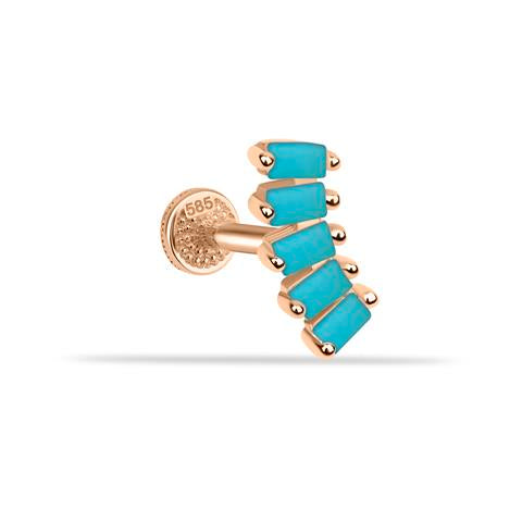 Dianora Piercing-14 Ayar Altın 5 Firuze Rengi Baget Taşlı Minimal Tragus Piercing-Tragus Piercing-3-roqelvaxirum.shop