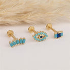 Dianora Piercing-14 Ayar Altın 5 Firuze Rengi Baget Taşlı Minimal Tragus Piercing-Tragus Piercing-5-roqelvaxirum.shop