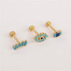 Dianora Piercing-14 Ayar Altın 5 Firuze Rengi Baget Taşlı Minimal Tragus Piercing-Tragus Piercing-8-roqelvaxirum.shop