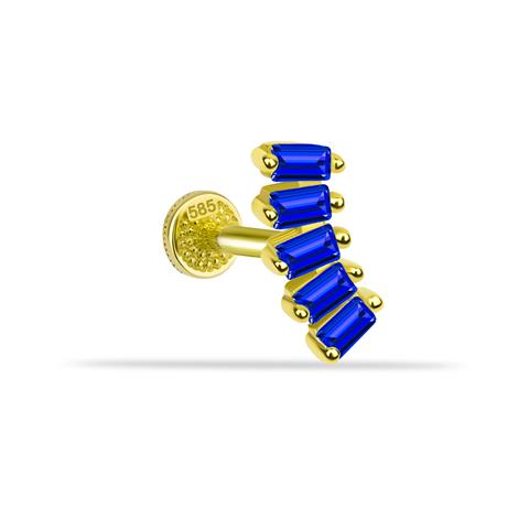 Dianora Piercing-14 Ayar Altın 5 Lacivert Baget Taşlı Minimal Tragus Piercing-Tragus Piercing-1-roqelvaxirum.shop