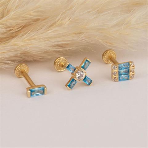 Dianora Piercing-14 Ayar Altın Aqua Baget Taşlı Minimal Tragus Piercing-Tragus Piercing-5-roqelvaxirum.shop