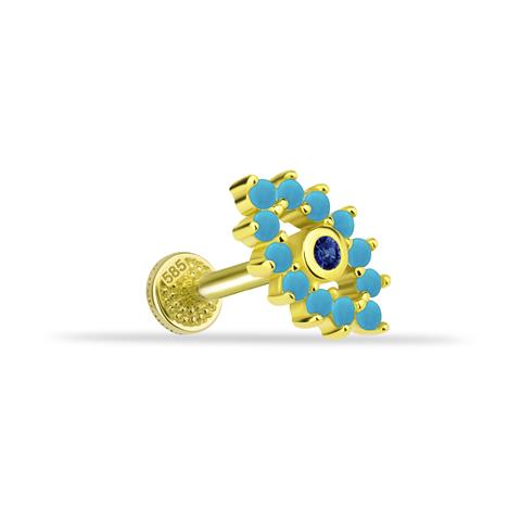Dianora Piercing-14 Ayar Altın Firuze Rengi Ve Lacivert Taşlı Göz Minimal Tragus Piercing-Tragus Piercing-1-roqelvaxirum.shop