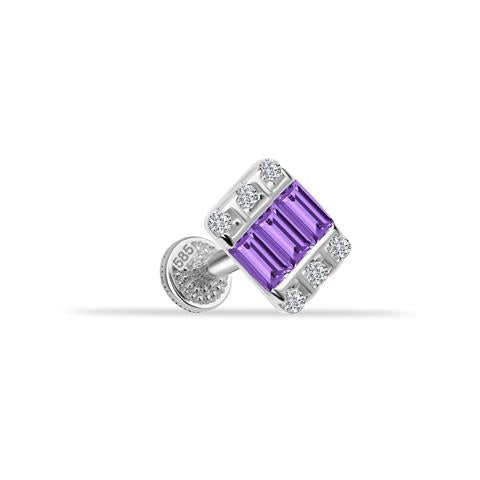 Dianora Piercing-14 Ayar Altın Mor Taşlı Minimal Tragus Piercing-Tragus Piercing-3-roqelvaxirum.shop