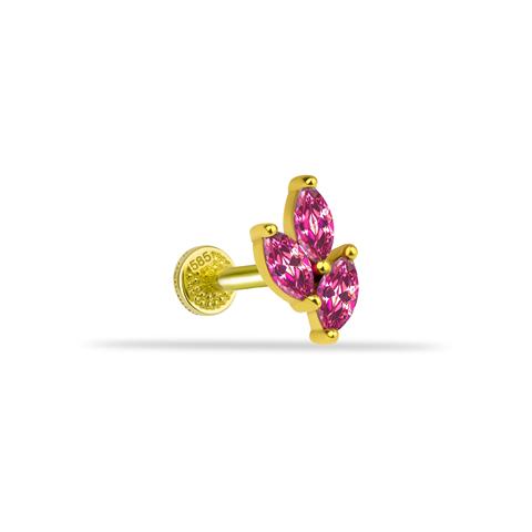 Dianora Piercing-14 Ayar Altın Pembe Markis Taşlı Minimal Tragus Piercing-Tragus Piercing-1-roqelvaxirum.shop