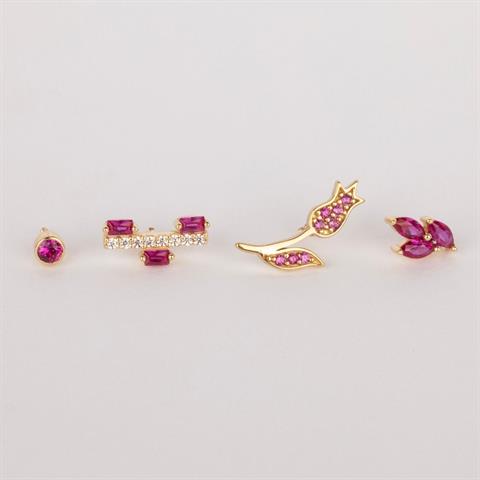 Dianora Piercing-14 Ayar Altın Pembe Markis Taşlı Minimal Tragus Piercing-Tragus Piercing-6-roqelvaxirum.shop