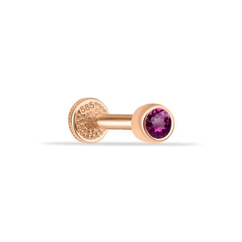 Dianora Piercing-14 Ayar Altın Pembe Tektaşlı Minimal Tragus Piercing-Tragus Piercing-2-roqelvaxirum.shop