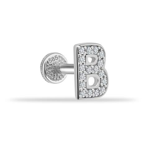 Dianora Piercing-14 Ayar Altın Taşlı Düz B Harfi Tragus Piercing-Tragus Piercing-3-roqelvaxirum.shop