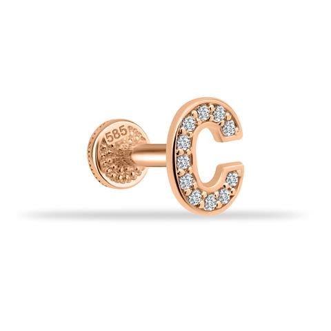 Dianora Piercing-14 Ayar Altın Taşlı Düz C Harfi Tragus Piercing-Tragus Piercing-2-roqelvaxirum.shop