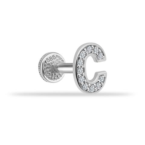 Dianora Piercing-14 Ayar Altın Taşlı Düz C Harfi Tragus Piercing-Tragus Piercing-3-roqelvaxirum.shop
