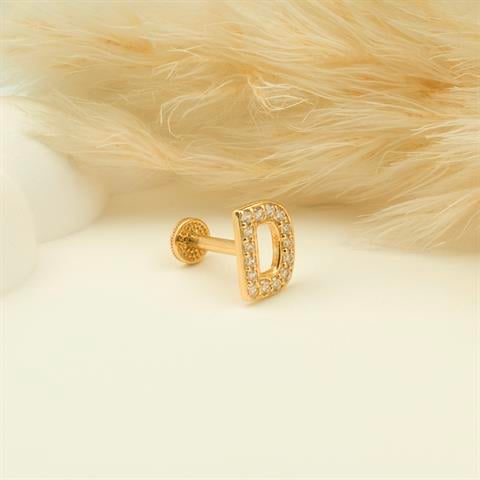 Dianora Piercing-14 Ayar Altın Taşlı Düz D Harfi Tragus Piercing-Tragus Piercing-5-roqelvaxirum.shop