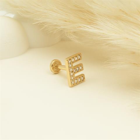 Dianora Piercing-14 Ayar Altın Taşlı Düz E Harfi Tragus Piercing-Tragus Piercing-5-roqelvaxirum.shop