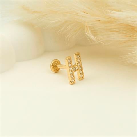 Dianora Piercing-14 Ayar Altın Taşlı Düz H Harfi Tragus Piercing-Tragus Piercing-5-roqelvaxirum.shop