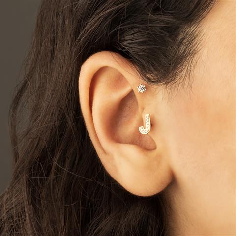 Dianora Piercing-14 Ayar Altın Taşlı Düz J Harfi Tragus Piercing-Tragus Piercing-4-roqelvaxirum.shop