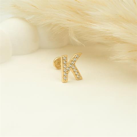 Dianora Piercing-14 Ayar Altın Taşlı Düz K Harfi Tragus Piercing-Tragus Piercing-5-roqelvaxirum.shop