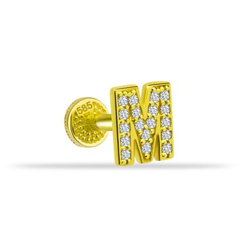 Dianora Piercing-14 Ayar Altın Taşlı Düz M Harfi Tragus Piercing-Tragus Piercing-1-roqelvaxirum.shop