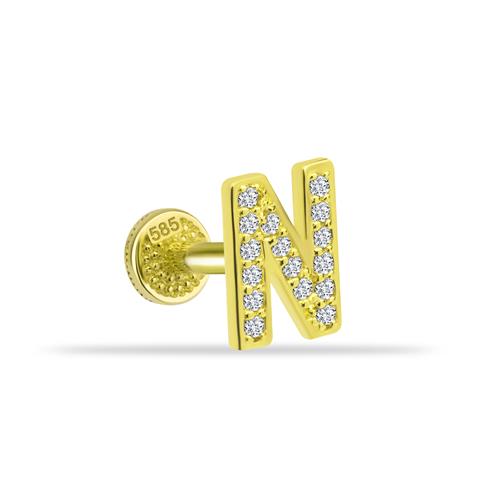 Dianora Piercing-14 Ayar Altın Taşlı Düz N Harfi Tragus Piercing-Tragus Piercing-1-roqelvaxirum.shop