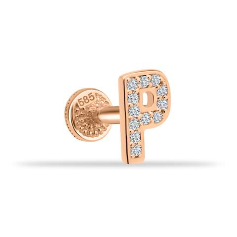 Dianora Piercing-14 Ayar Altın Taşlı Düz P Harfi Tragus Piercing-Tragus Piercing-2-roqelvaxirum.shop